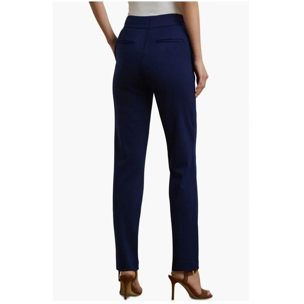 Lauren Ralph Lauren Women's Ponte Ankle Straight Leg Pants Navy Blue Size L - Picture 2 of 14